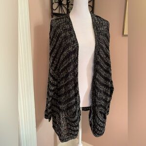 Free People Medium Black Gray Cardigan cozy comfy cute cotton